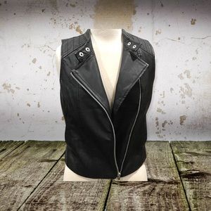 JACK Casual Faux Leather Black Sleeveless Zippered Vest  by bb Dakota size Small